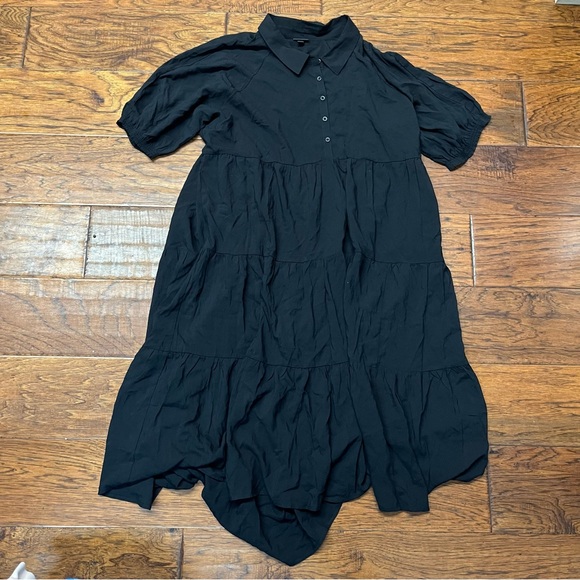 Torrid women’s maxi washable challis hi-low tiered shirt dress - Picture 2 of 7